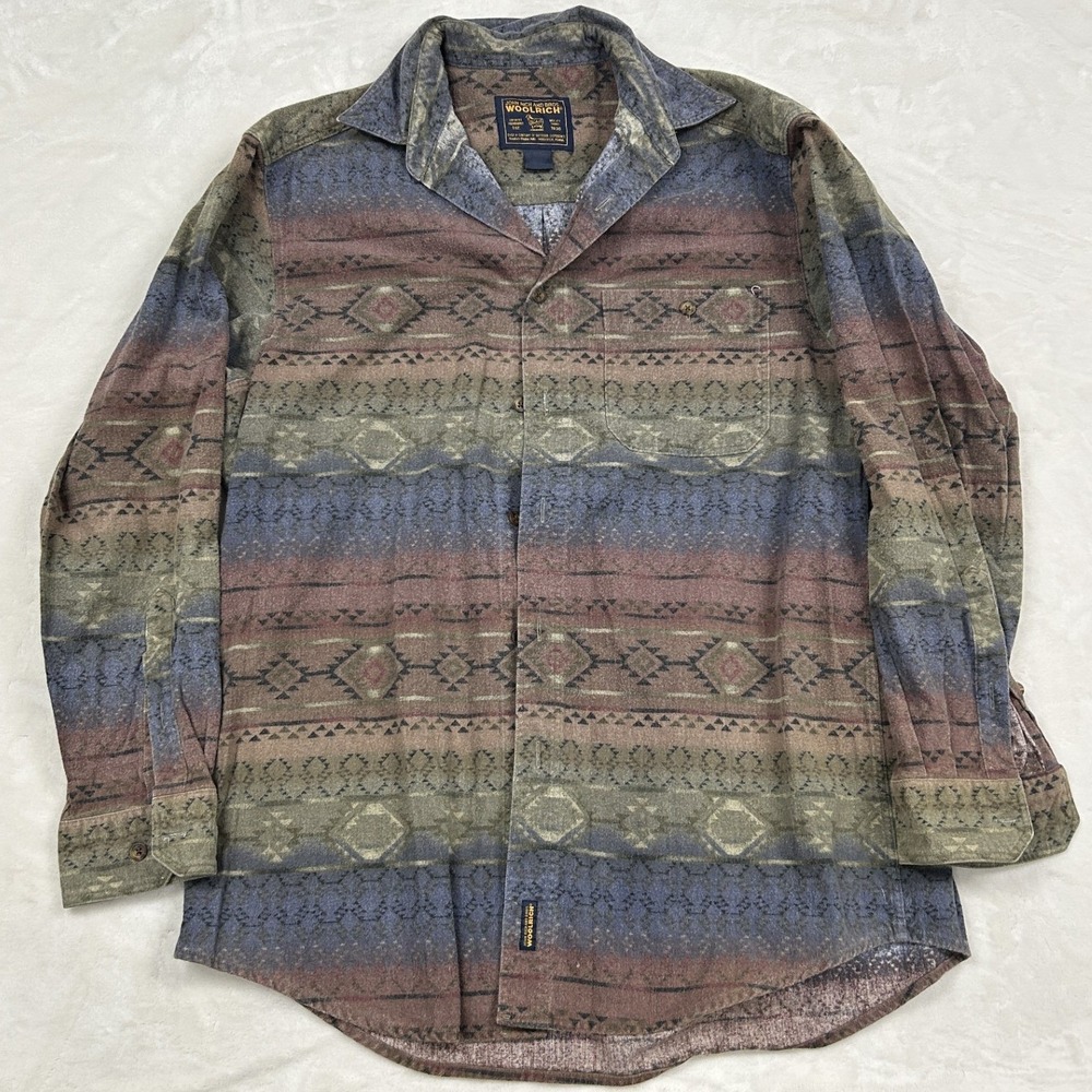 Woolrich Button Down Shirt Mens L Multicolor Aztec Southwestern Cotton 6579